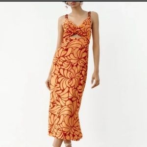 Zara twist front chain strap midi dress